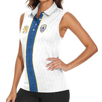 Custom Finland Football Women Sleeveless Polo Shirt Suomi Champion Sami Pattern - Wonder Print Shop