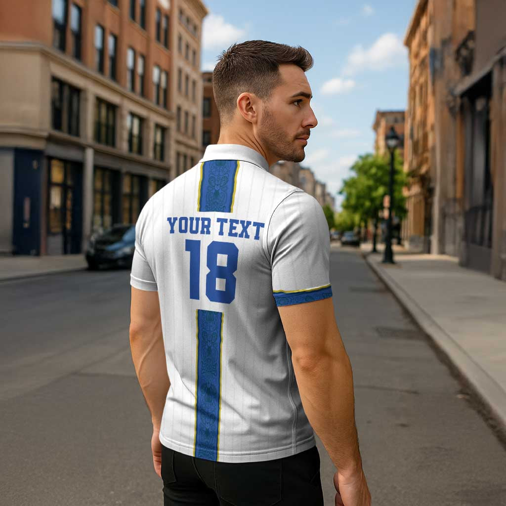 Custom Finland Football Zipper Polo Shirt Suomi Champion Sami Pattern - Wonder Print Shop