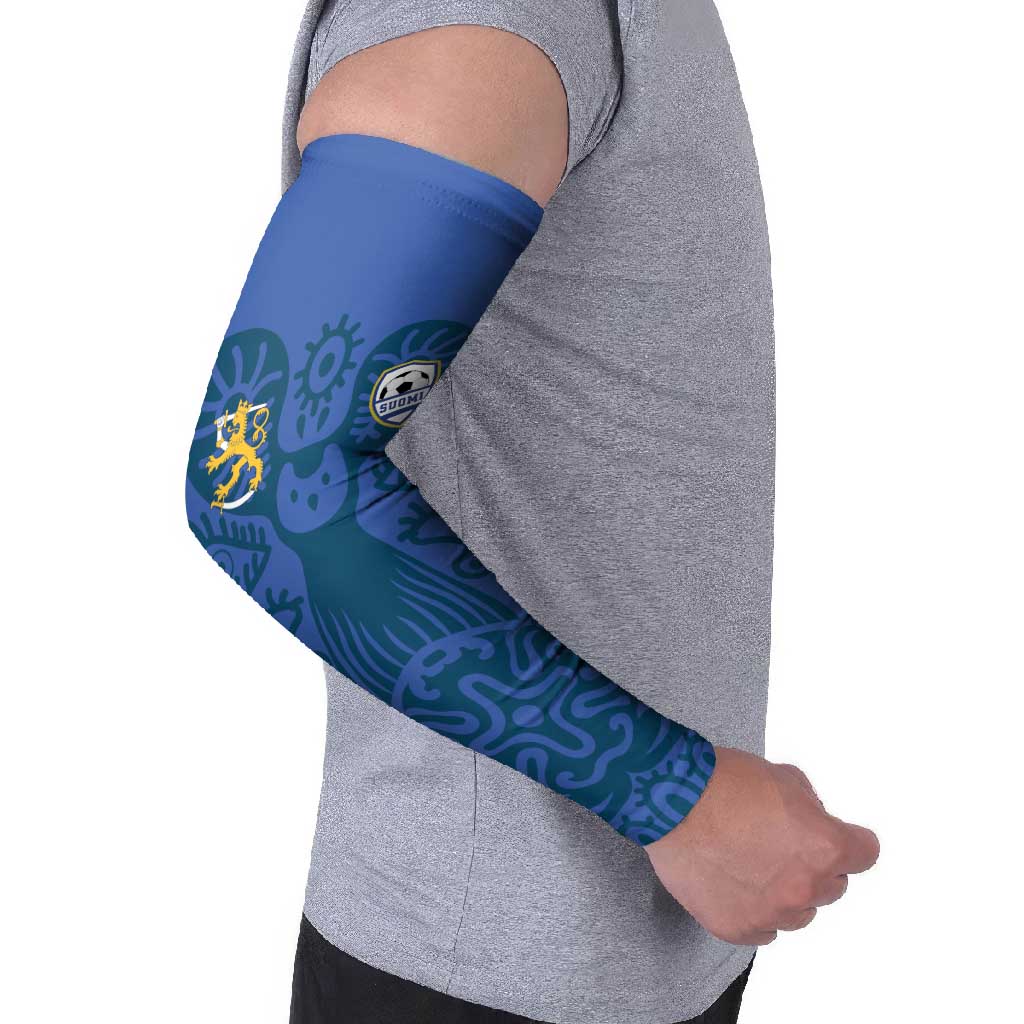 Custom Finland Football Champion Arm Sleeves Sami Pattern - Wonder Print Shop