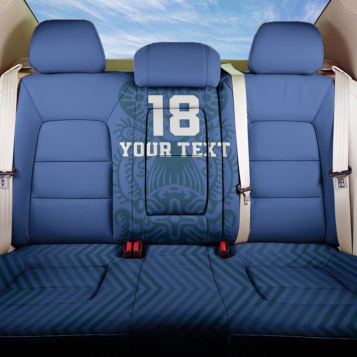 Custom Finland Football Champion Back Car Seat Cover Sami Pattern - Wonder Print Shop