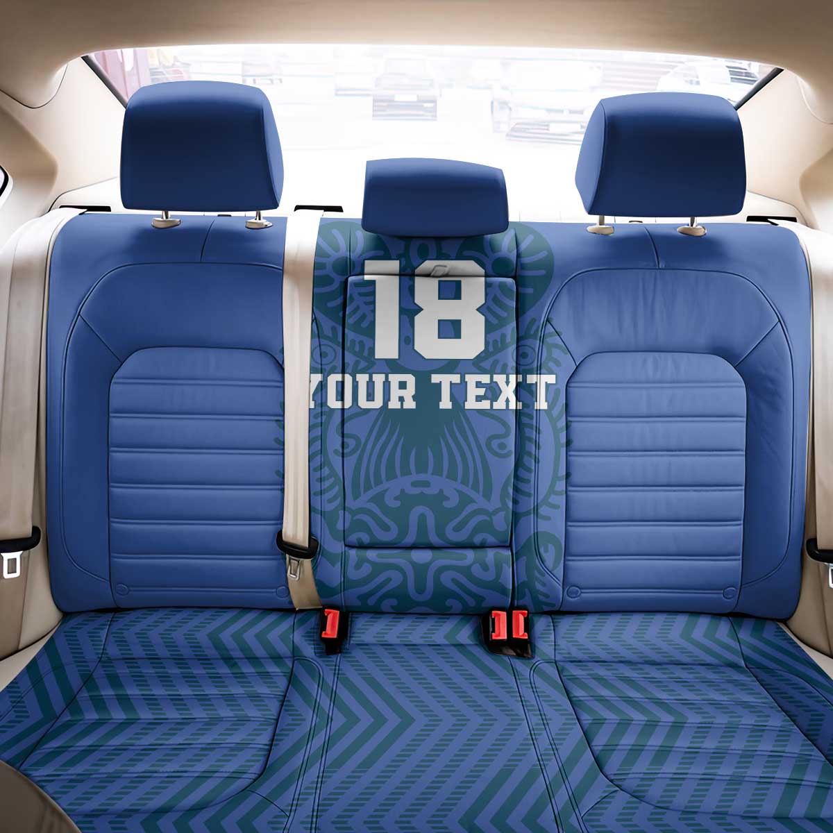 Custom Finland Football Champion Back Car Seat Cover Sami Pattern - Wonder Print Shop