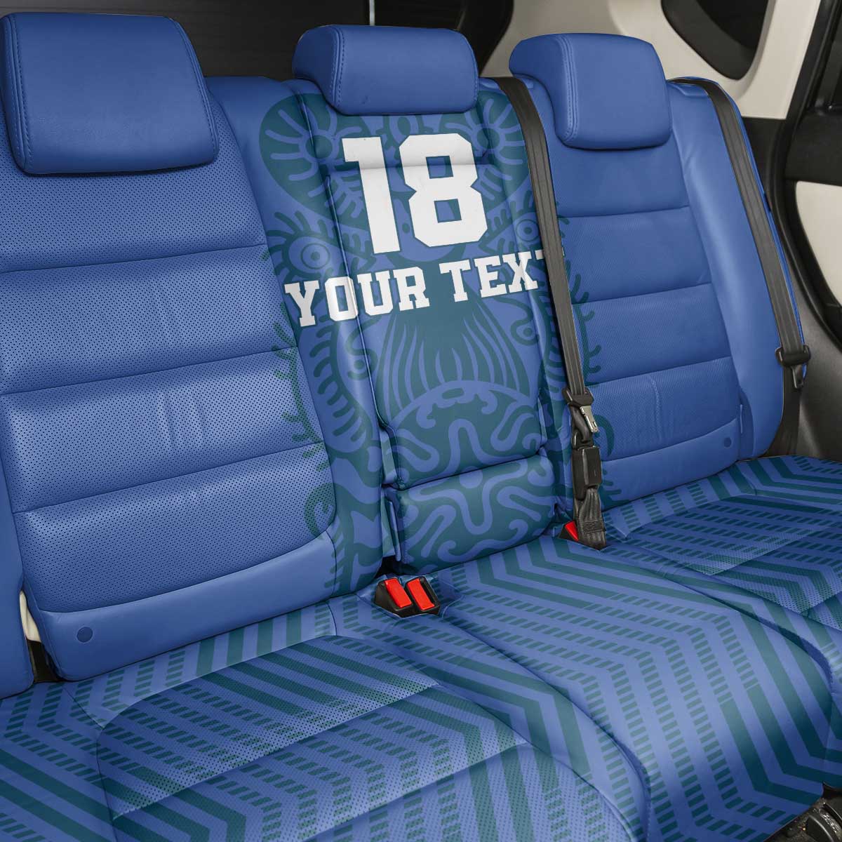 Custom Finland Football Champion Back Car Seat Cover Sami Pattern - Wonder Print Shop