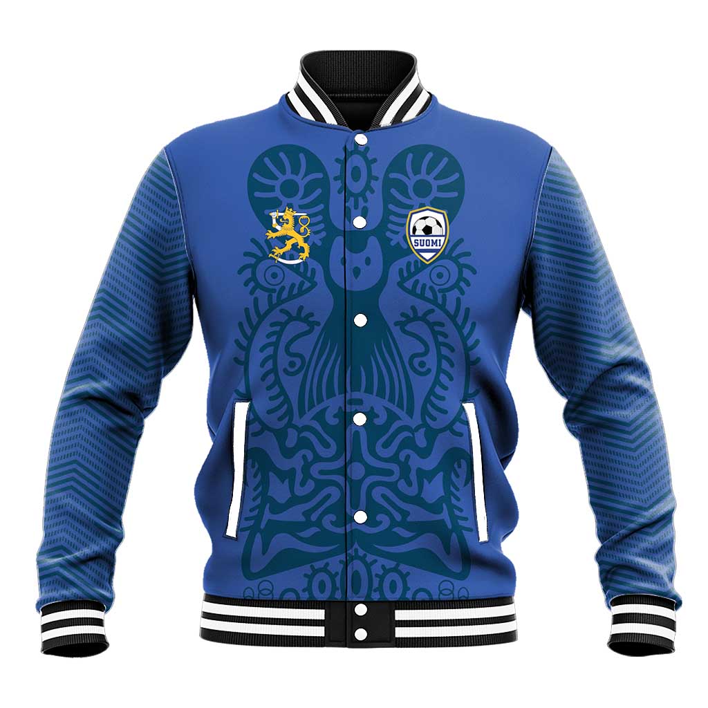 Custom Finland Football Champion Baseball Jacket Sami Pattern - Wonder Print Shop