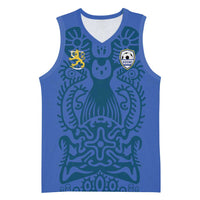 Custom Finland Football Champion Basketball Jersey Sami Pattern - Wonder Print Shop