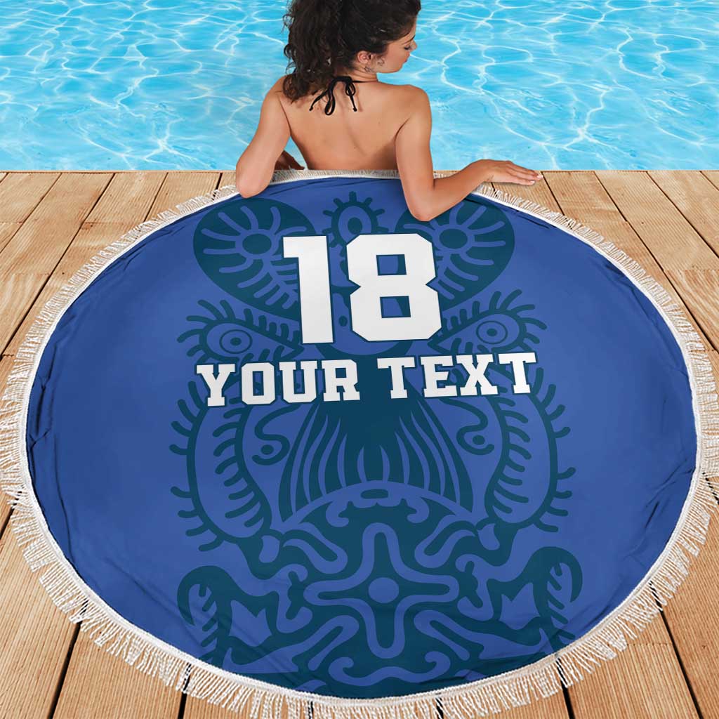 Custom Finland Football Champion Beach Blanket Sami Pattern - Wonder Print Shop