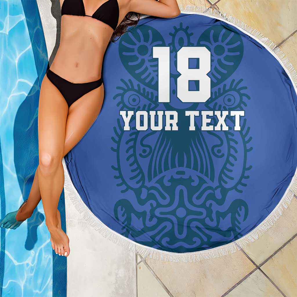 Custom Finland Football Champion Beach Blanket Sami Pattern - Wonder Print Shop