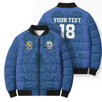 Custom Finland Football Champion Bomber Puffer Jacket Sami Pattern - Wonder Print Shop