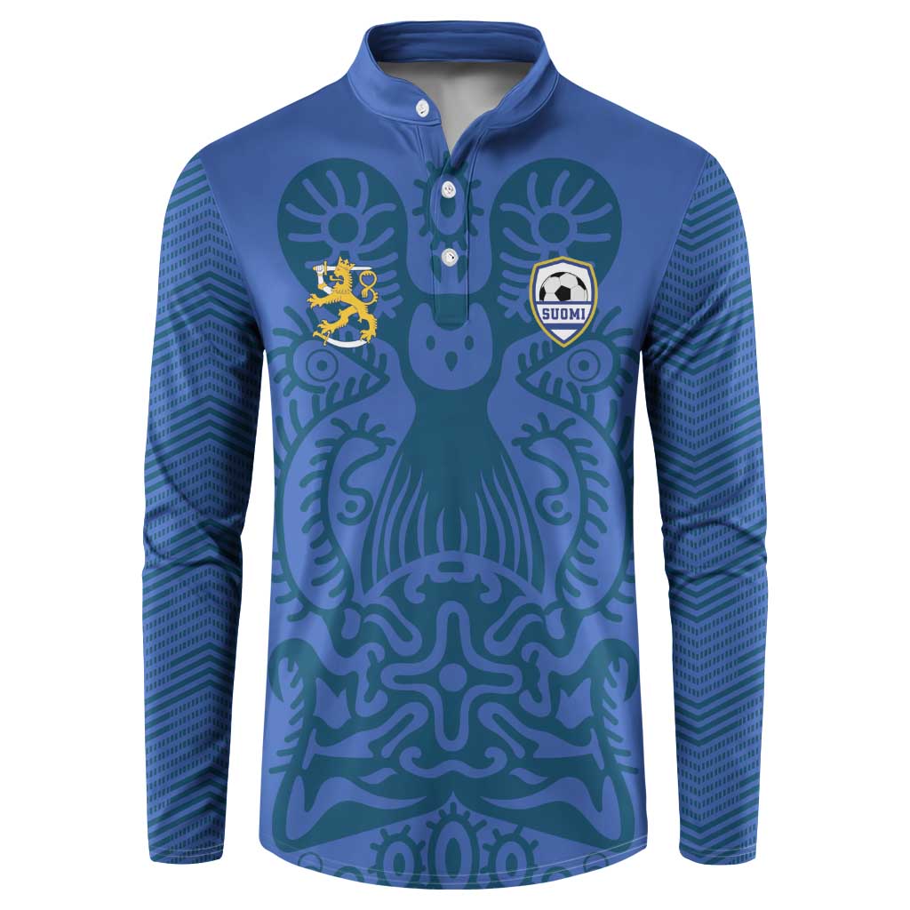 Custom Finland Football Champion Button Sweatshirt Sami Pattern - Wonder Print Shop