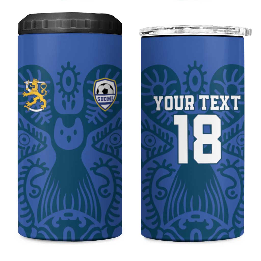 Custom Finland Football Champion 4 in 1 Can Cooler Tumbler Sami Pattern - Wonder Print Shop