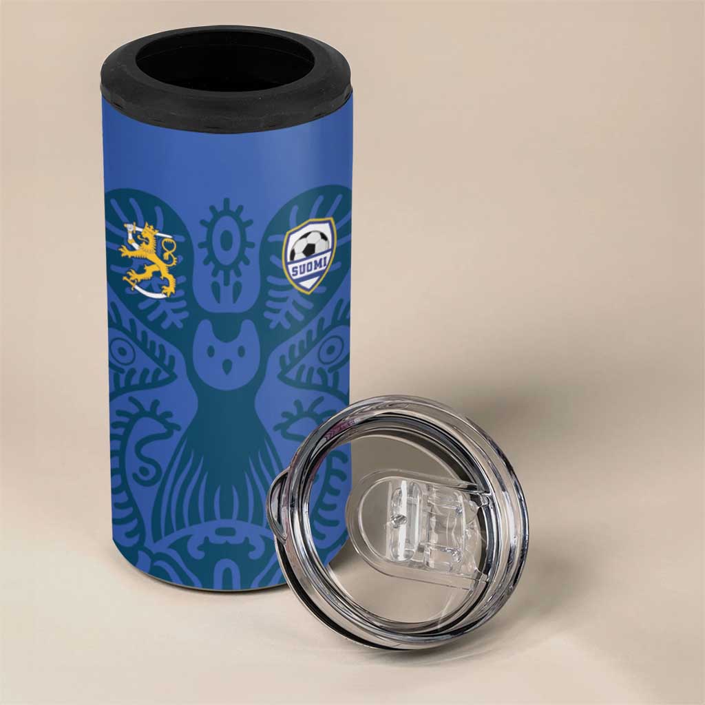 Custom Finland Football Champion 4 in 1 Can Cooler Tumbler Sami Pattern - Wonder Print Shop
