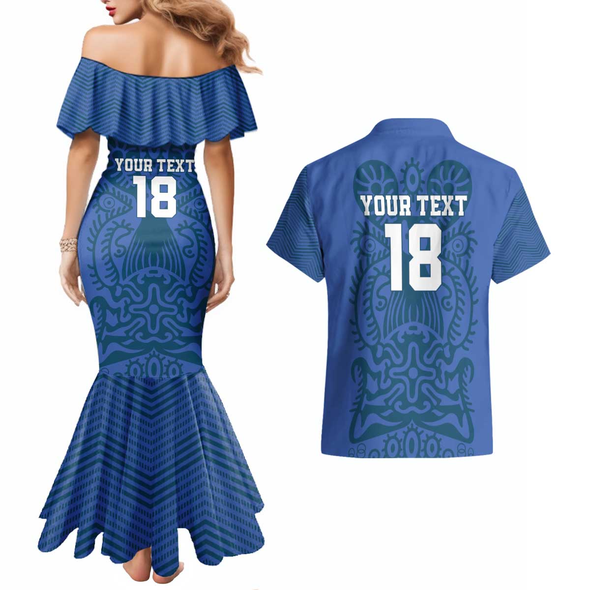 Custom Finland Football Champion Couples Matching Mermaid Dress and Hawaiian Shirt Sami Pattern - Wonder Print Shop