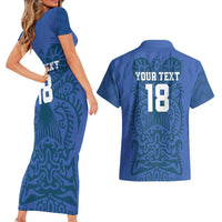 Custom Finland Football Champion Couples Matching Short Sleeve Bodycon Dress and Hawaiian Shirt Sami Pattern - Wonder Print Shop