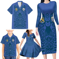 Custom Finland Football Champion Family Matching Long Sleeve Bodycon Dress and Hawaiian Shirt Sami Pattern - Wonder Print Shop