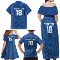Custom Finland Football Champion Family Matching Off Shoulder Maxi Dress and Hawaiian Shirt Sami Pattern - Wonder Print Shop