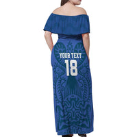 Custom Finland Football Champion Family Matching Off Shoulder Maxi Dress and Hawaiian Shirt Sami Pattern - Wonder Print Shop