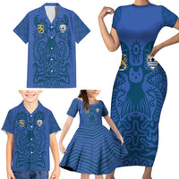 Custom Finland Football Champion Family Matching Short Sleeve Bodycon Dress and Hawaiian Shirt Sami Pattern - Wonder Print Shop