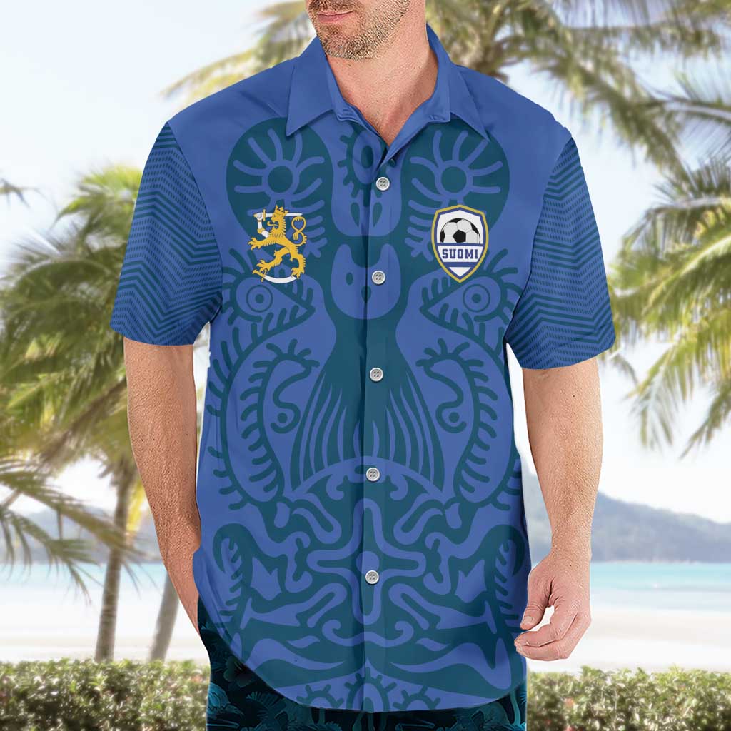Custom Finland Football Champion Hawaiian Shirt Sami Pattern - Wonder Print Shop