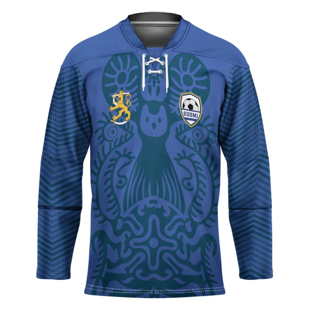 Custom Finland Football Champion Hockey Jersey Sami Pattern - Wonder Print Shop