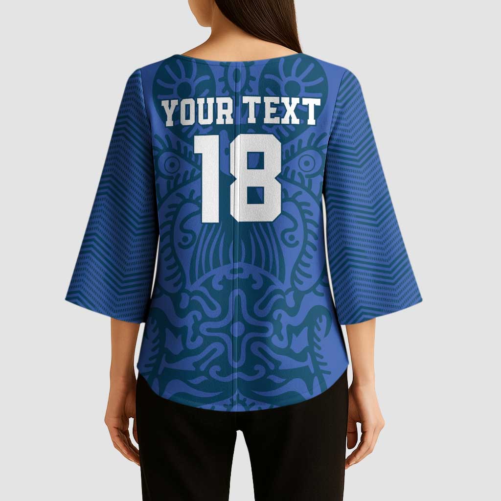 Custom Finland Football Champion Kimono Sleeve Blouse Sami Pattern - Wonder Print Shop