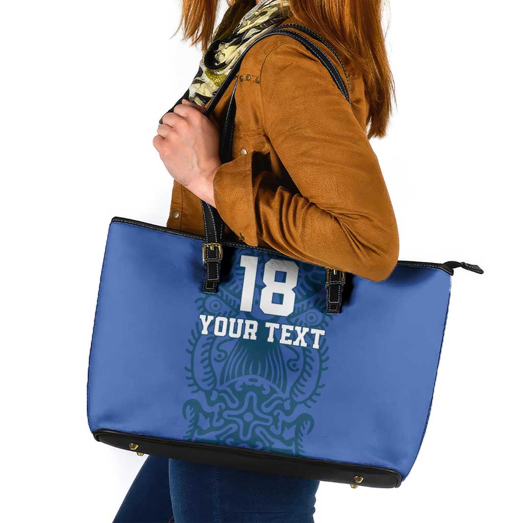 Custom Finland Football Champion Leather Tote Bag Sami Pattern - Wonder Print Shop