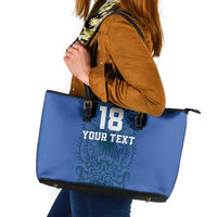 Custom Finland Football Champion Leather Tote Bag Sami Pattern - Wonder Print Shop