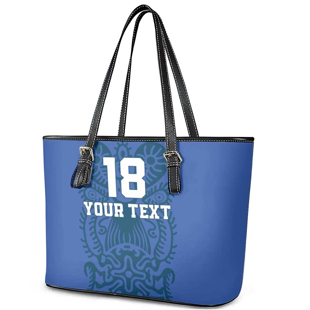 Custom Finland Football Champion Leather Tote Bag Sami Pattern - Wonder Print Shop