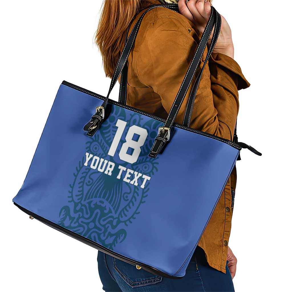 Custom Finland Football Champion Leather Tote Bag Sami Pattern - Wonder Print Shop