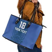 Custom Finland Football Champion Leather Tote Bag Sami Pattern - Wonder Print Shop