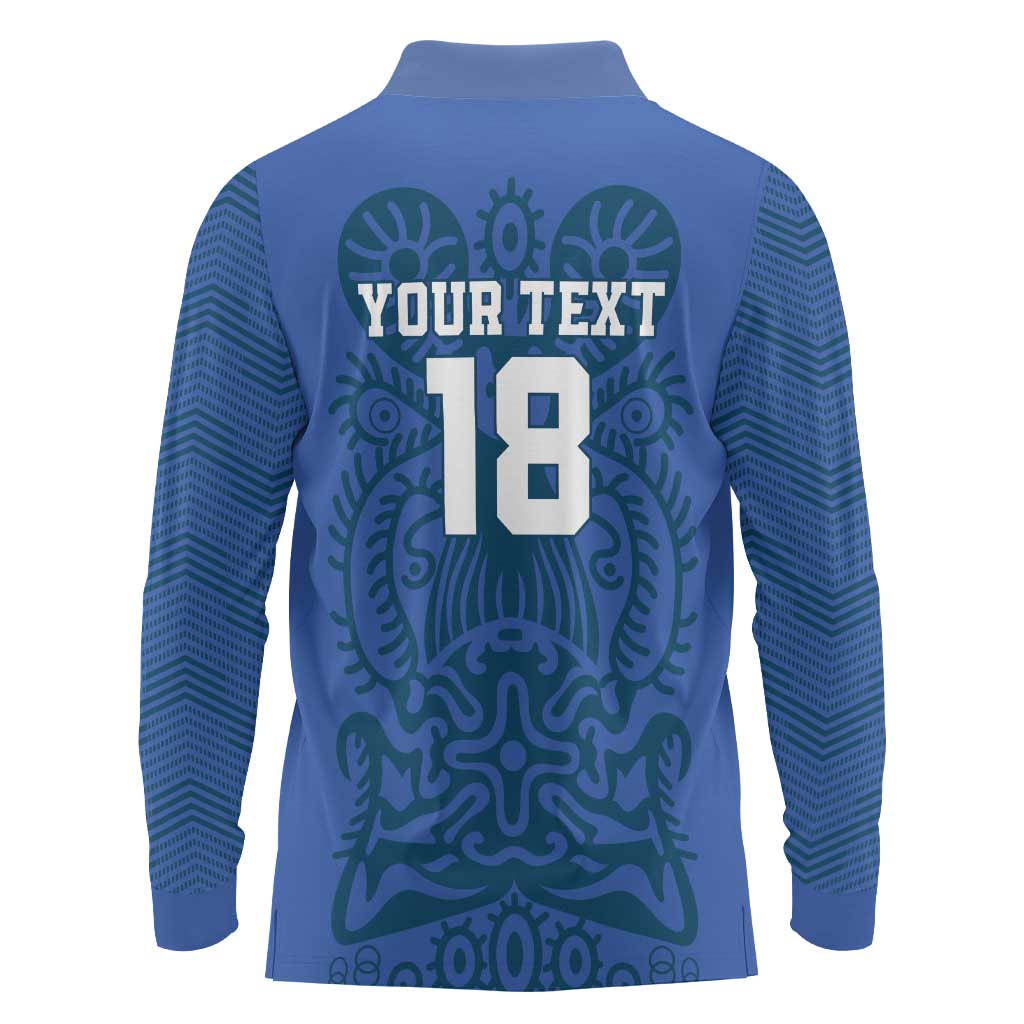 Custom Finland Football Champion Long Sleeve Polo Shirt Sami Pattern - Wonder Print Shop