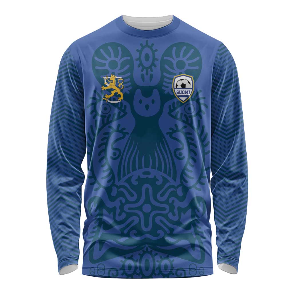 Custom Finland Football Champion Long Sleeve Shirt Sami Pattern - Wonder Print Shop