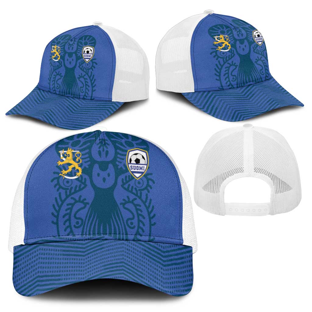 Finland Football Champion Mesh Trucker Cap Sami Pattern - Wonder Print Shop