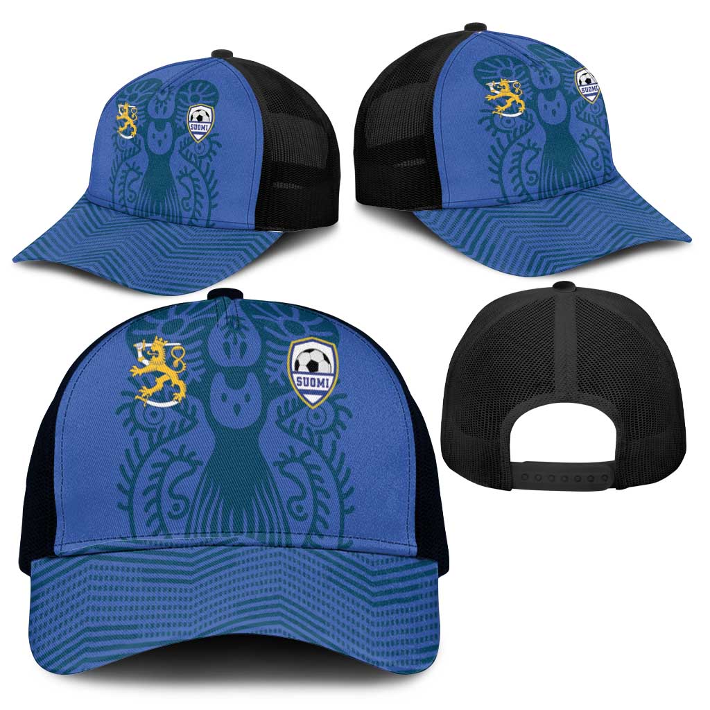 Finland Football Champion Mesh Trucker Cap Sami Pattern - Wonder Print Shop