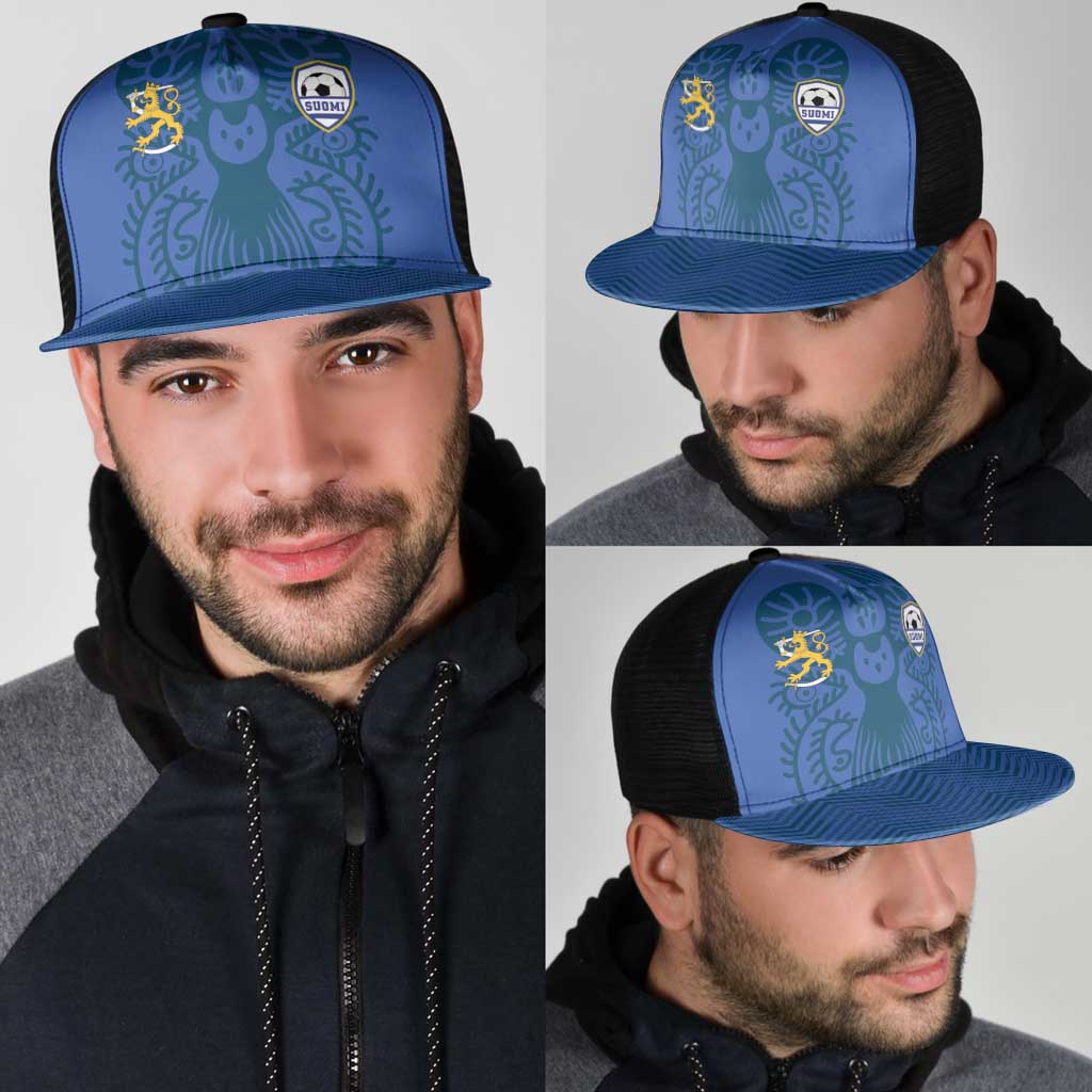 Finland Football Champion Mesh Trucker Cap Sami Pattern - Wonder Print Shop