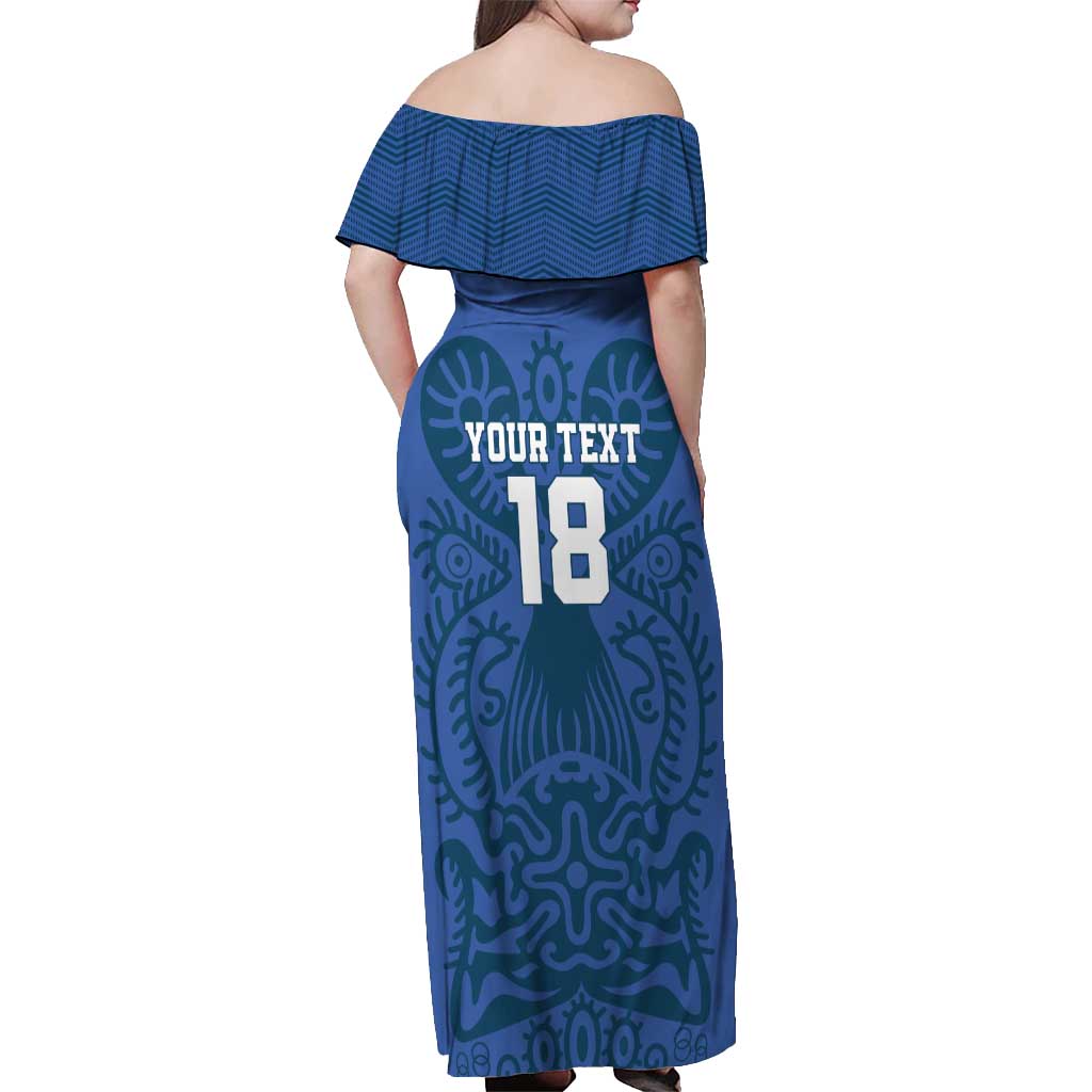 Custom Finland Football Champion Off Shoulder Maxi Dress Sami Pattern - Wonder Print Shop