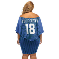 Custom Finland Football Champion Off Shoulder Short Dress Sami Pattern - Wonder Print Shop