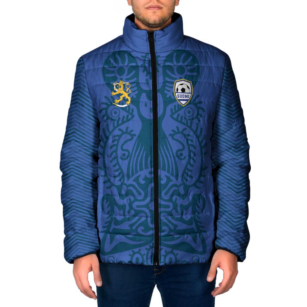 Custom Finland Football Champion Padded Jacket Sami Pattern - Wonder Print Shop