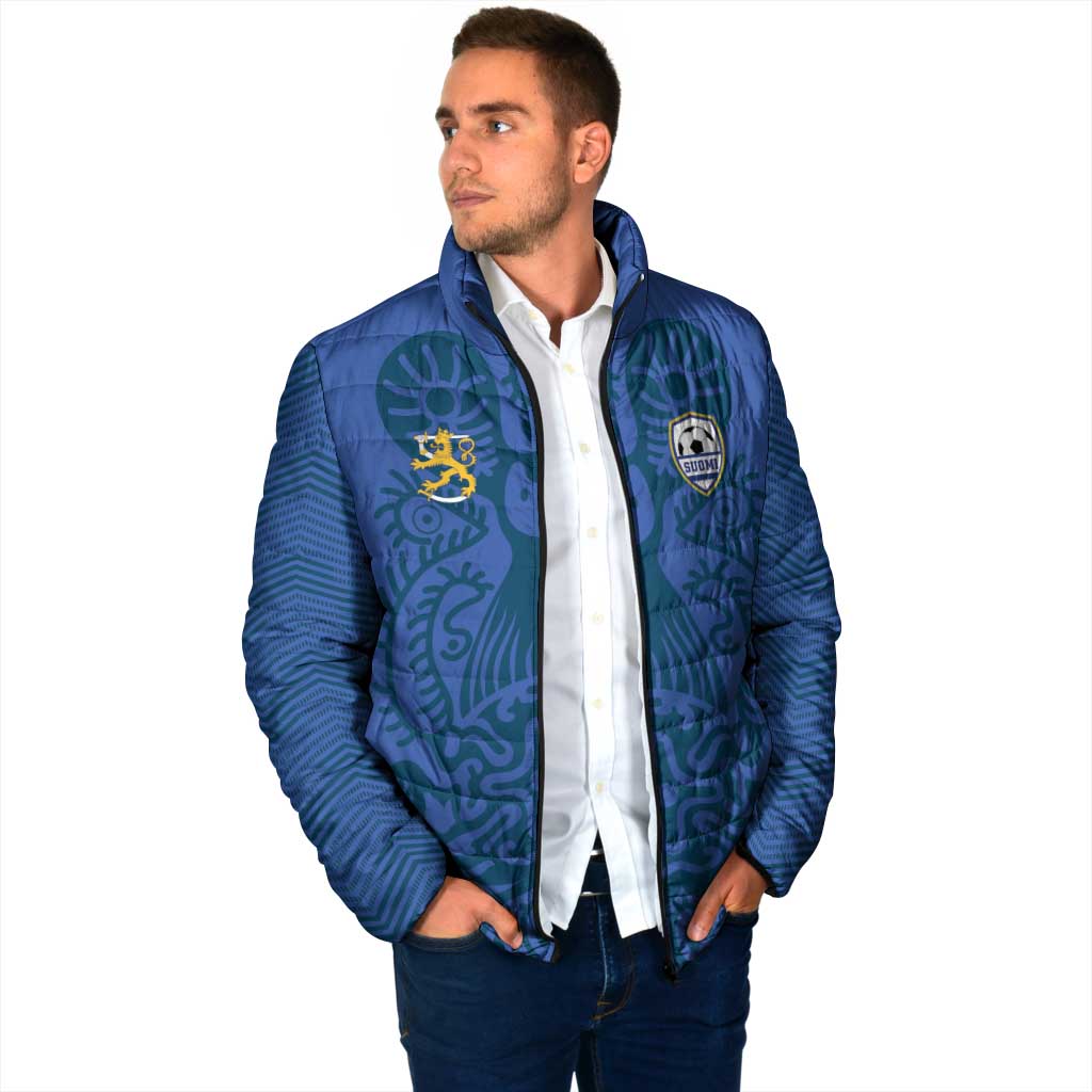 Custom Finland Football Champion Padded Jacket Sami Pattern - Wonder Print Shop