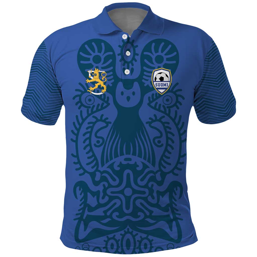 Custom Finland Football Champion Polo Shirt Sami Pattern - Wonder Print Shop