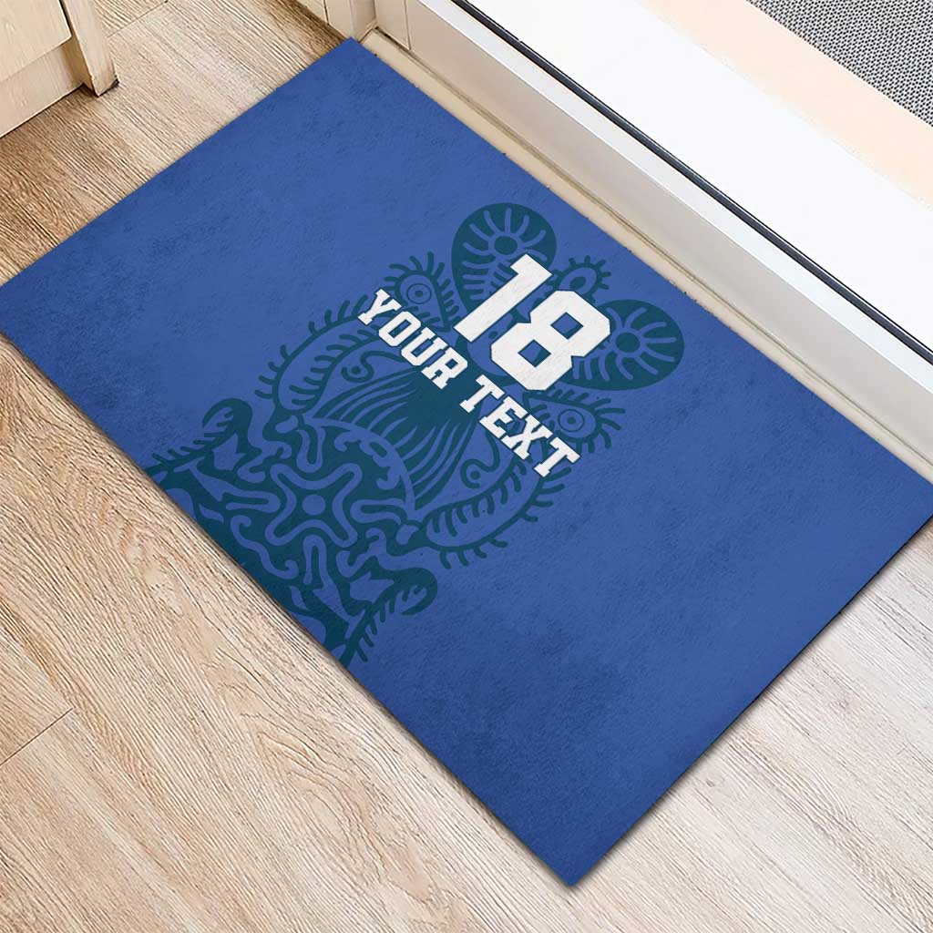 Custom Finland Football Champion Rubber Doormat Sami Pattern - Wonder Print Shop