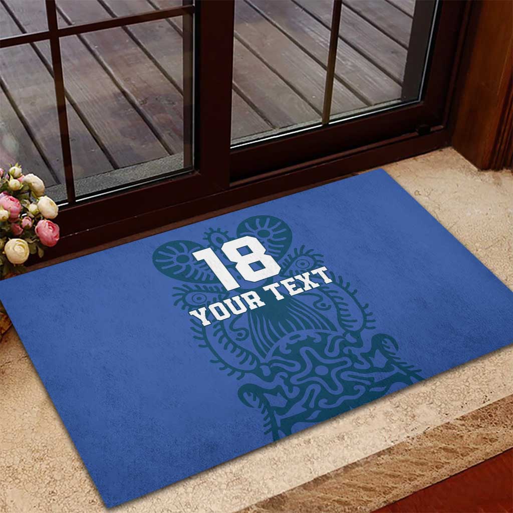 Custom Finland Football Champion Rubber Doormat Sami Pattern - Wonder Print Shop