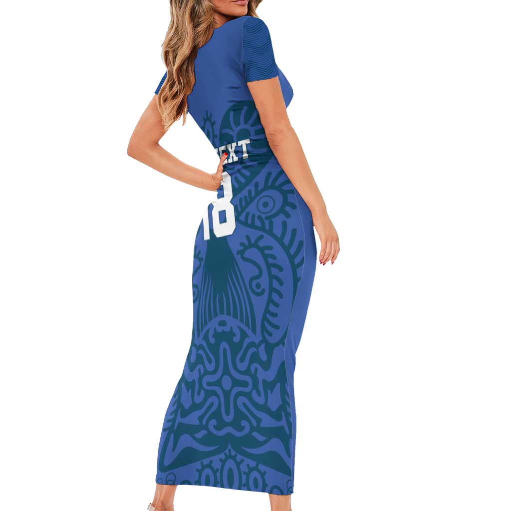 Custom Finland Football Champion Short Sleeve Bodycon Dress Sami Pattern - Wonder Print Shop