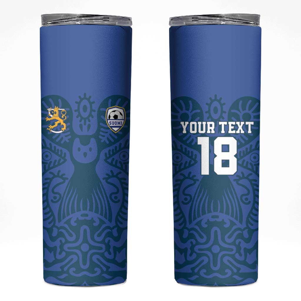 Custom Finland Football Champion Skinny Tumbler Sami Pattern - Wonder Print Shop