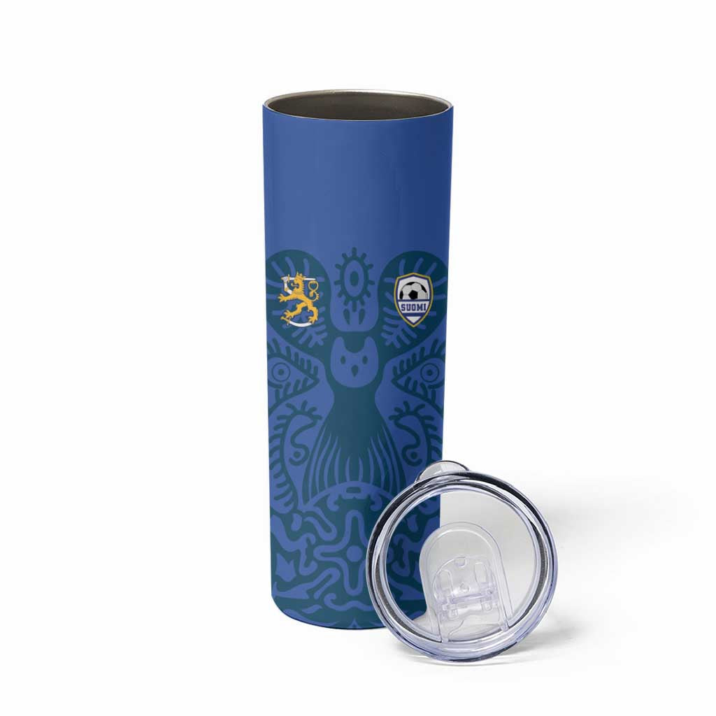 Custom Finland Football Champion Skinny Tumbler Sami Pattern - Wonder Print Shop