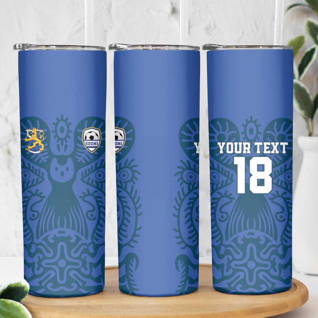 Custom Finland Football Champion Skinny Tumbler Sami Pattern - Wonder Print Shop