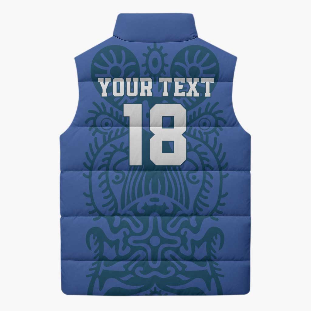 Custom Finland Football Champion Sleeveless Puffer Jacket Sami Pattern - Wonder Print Shop