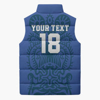 Custom Finland Football Champion Sleeveless Puffer Jacket Sami Pattern - Wonder Print Shop