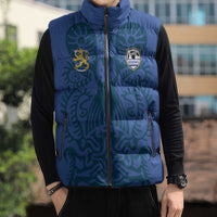 Custom Finland Football Champion Sleeveless Puffer Jacket Sami Pattern - Wonder Print Shop