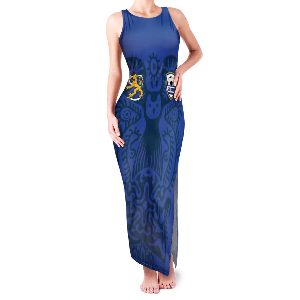 Custom Finland Football Champion Tank Maxi Dress Sami Pattern - Wonder Print Shop