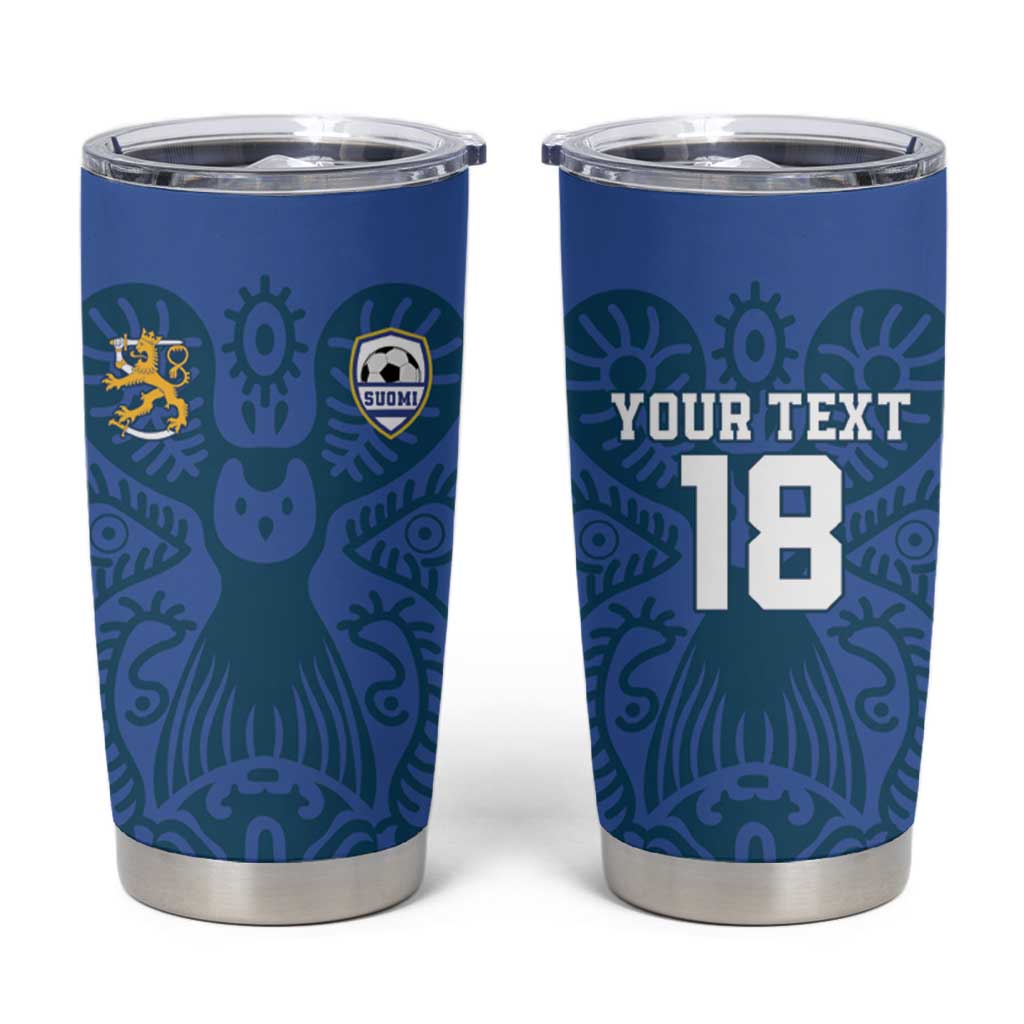 Custom Finland Football Champion Tumbler Cup Sami Pattern - Wonder Print Shop