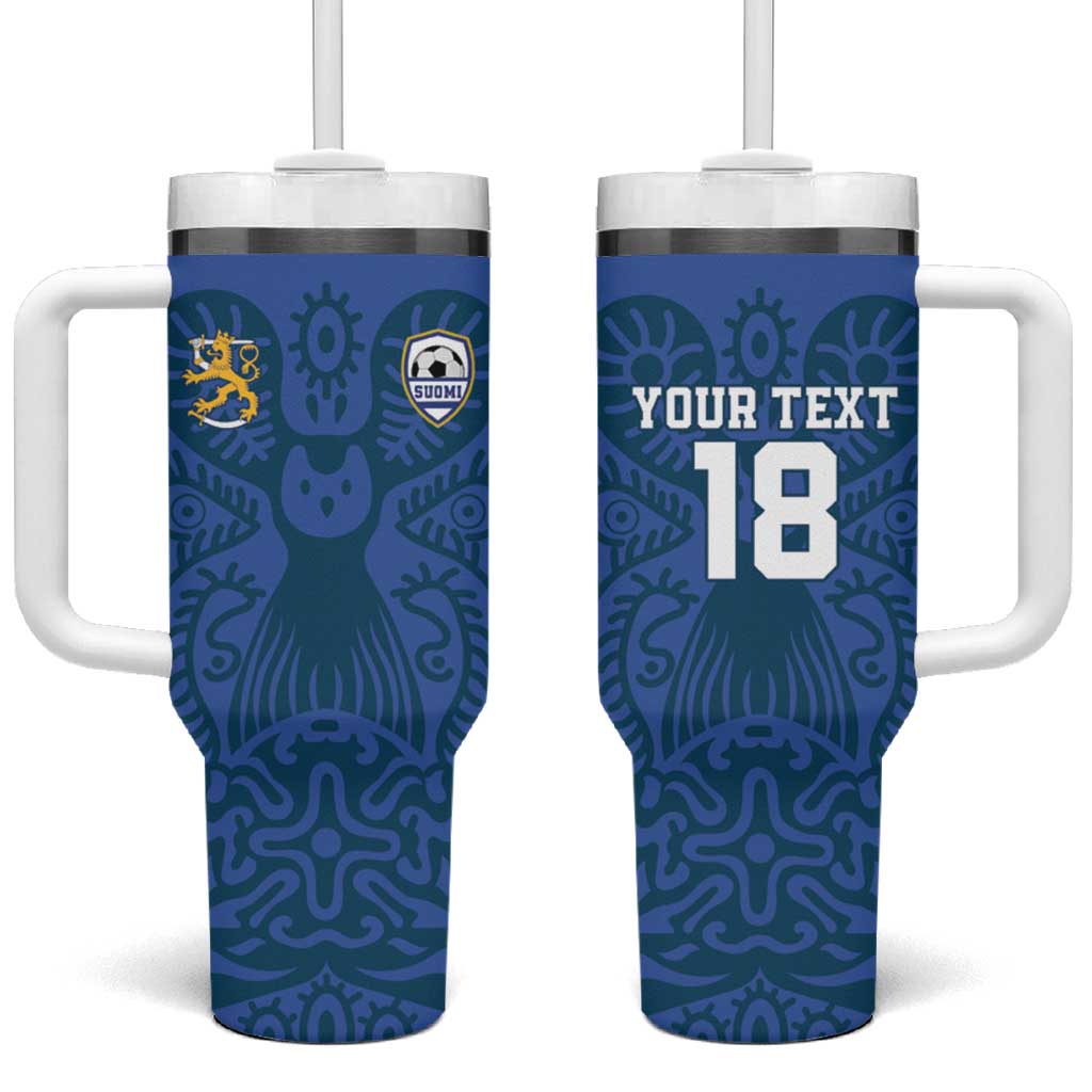 Custom Finland Football Champion Tumbler With Handle Sami Pattern - Wonder Print Shop